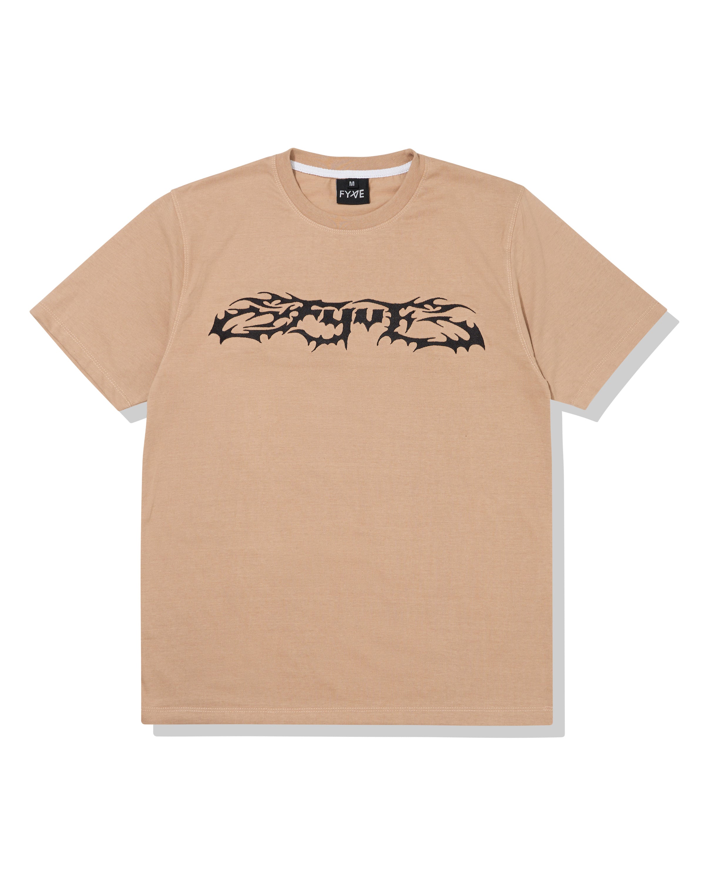 Tan Embroidered Metal Tee