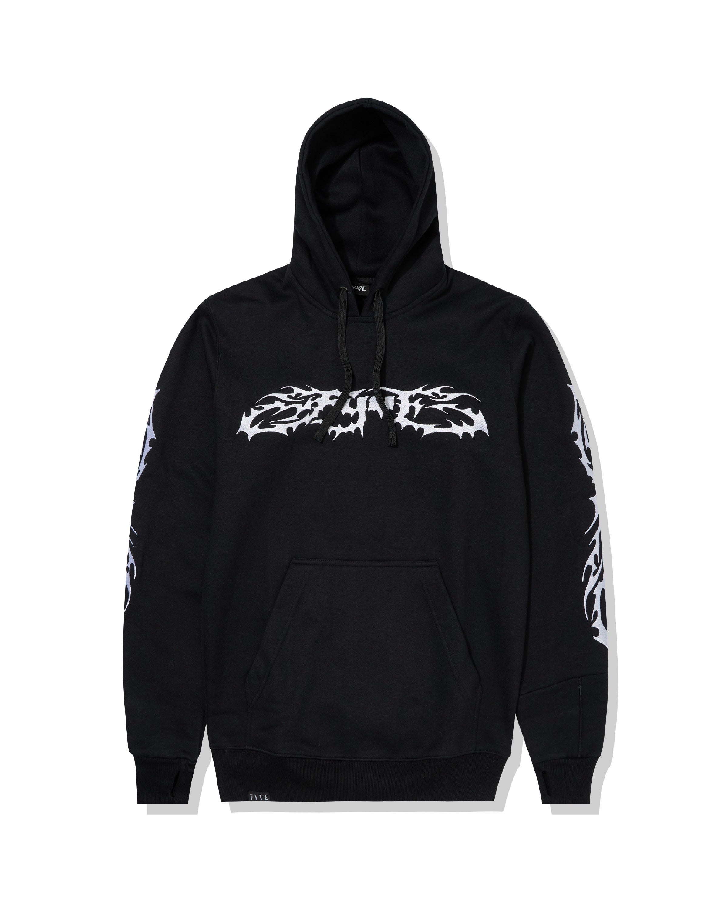 Black Embroidered Metal Hoodie