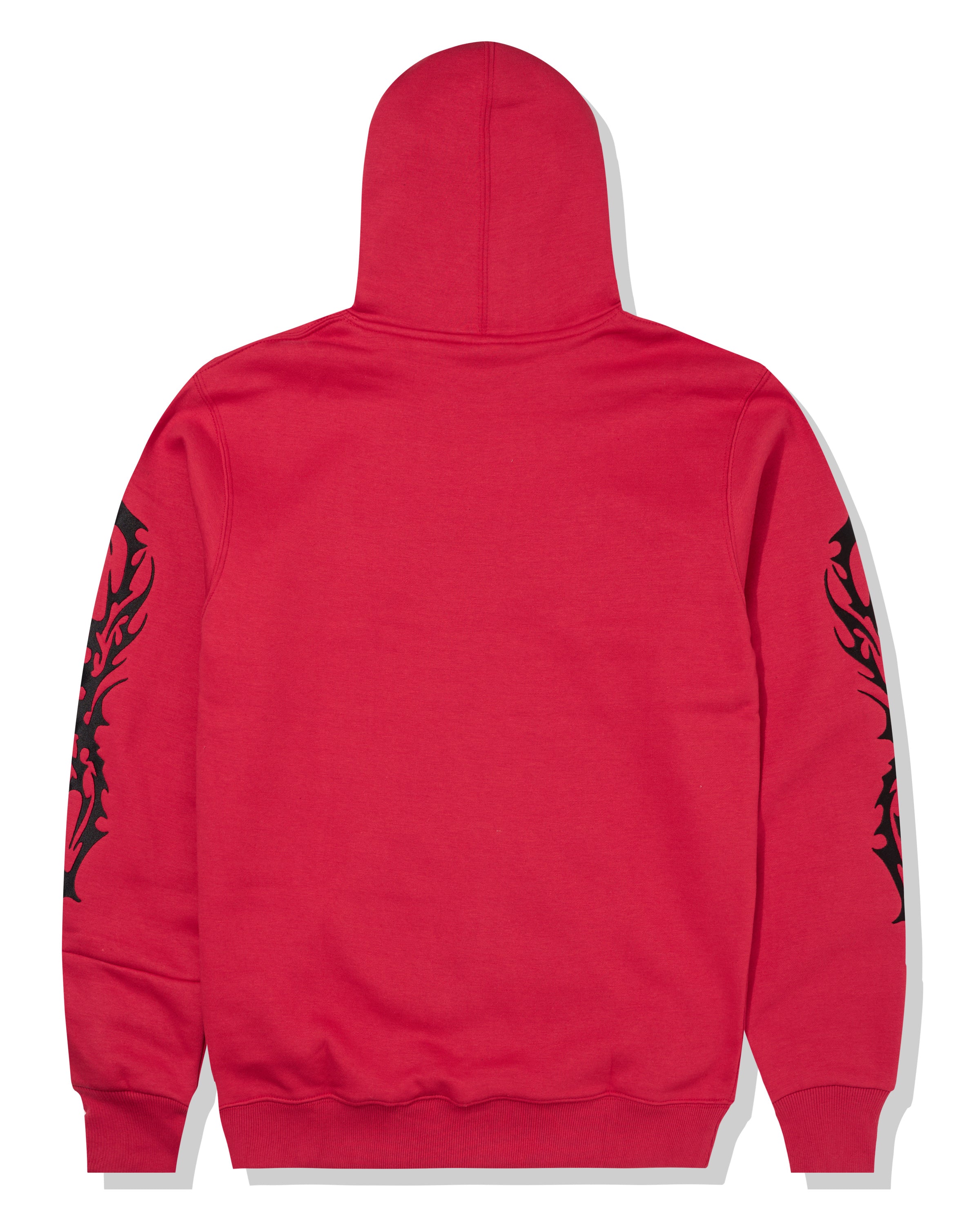 Red Embroidered Metal Hoodie