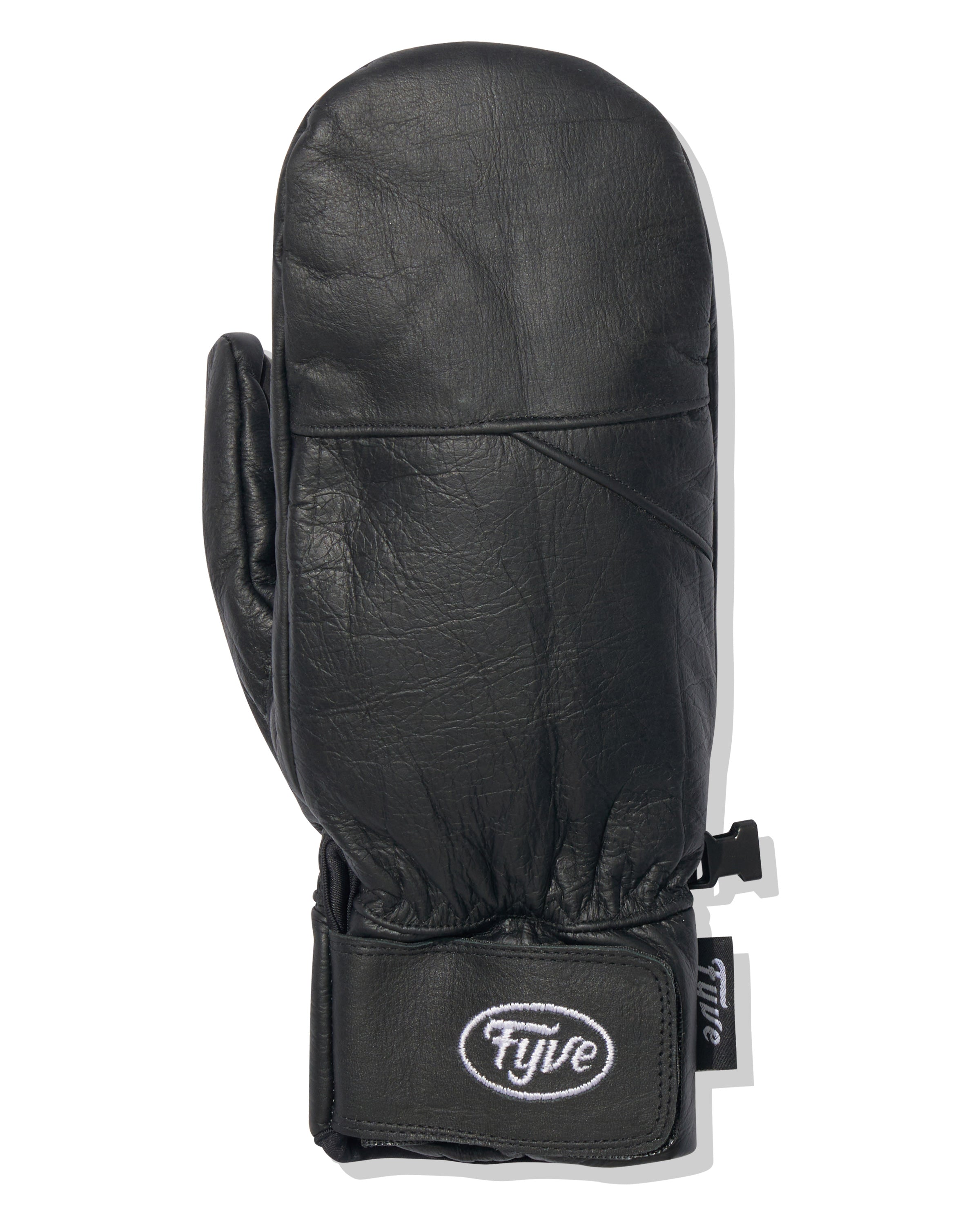 Black Leather Mitts with Velcro Wrist