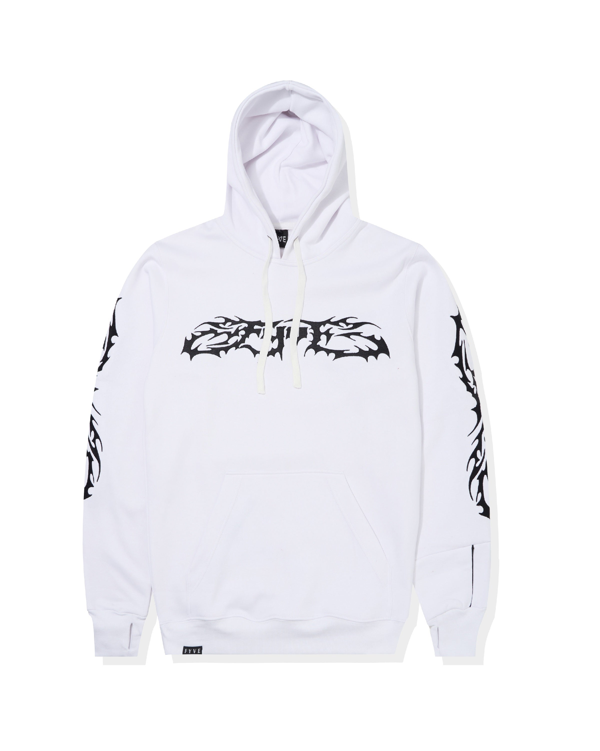 White Embroidered Metal Hoodie