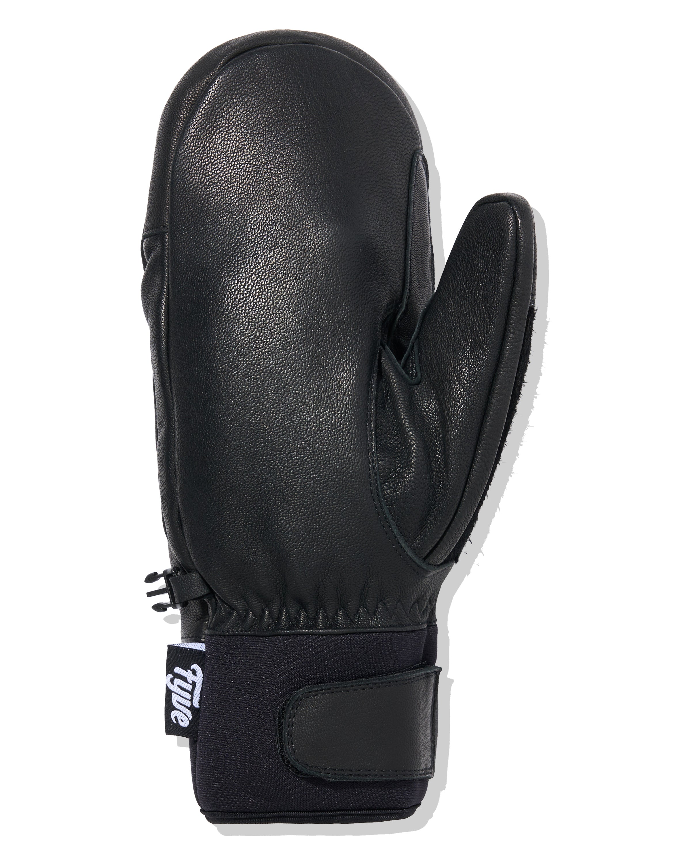 Rigger Style Black Leather Embossed Mitt - Leather Wrist