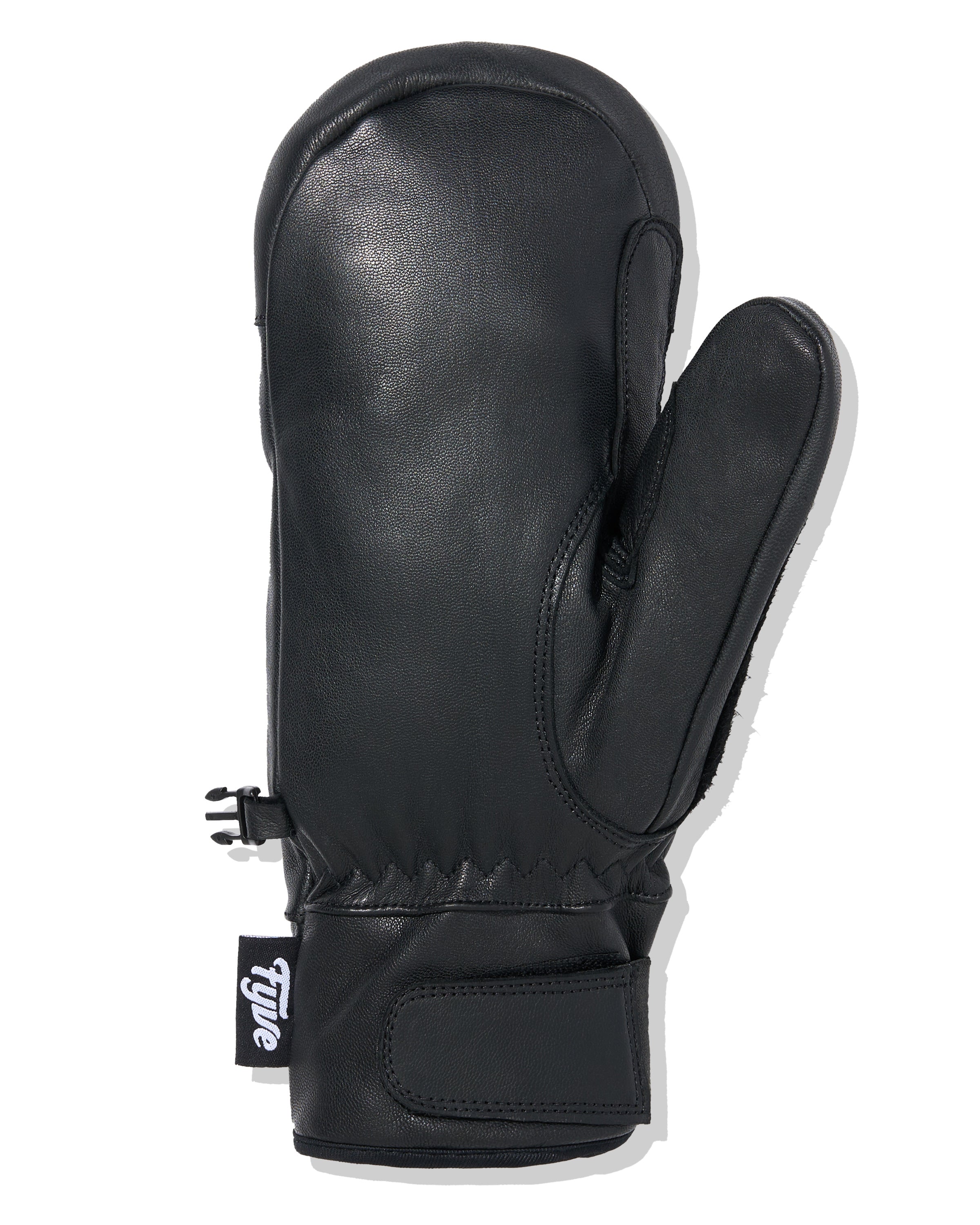 Rigger Style Black Leather Embossed Mitt - Neoprene Wrist