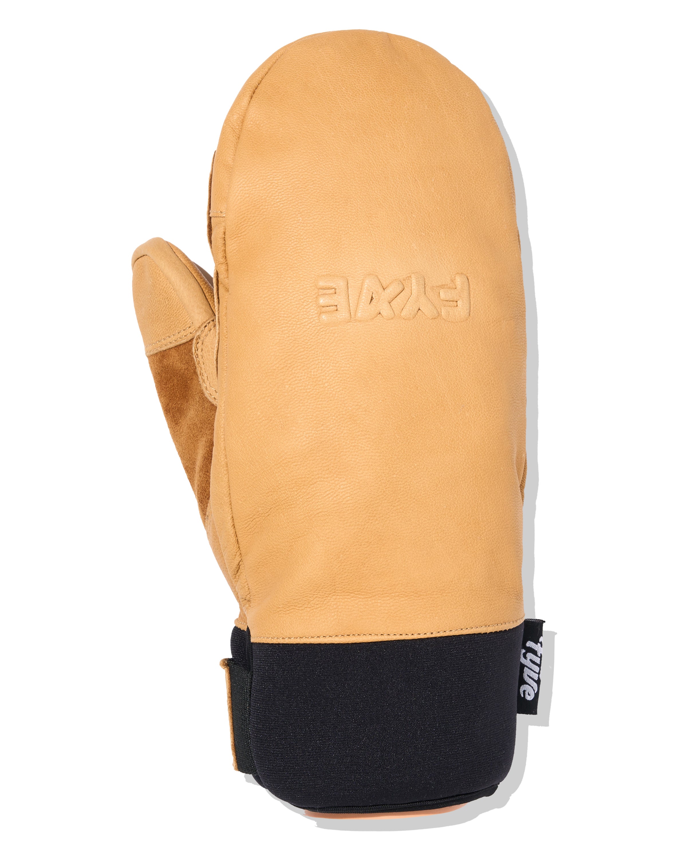 Rigger Style Tan Leather Embossed Mitt - Neoprene Wrist