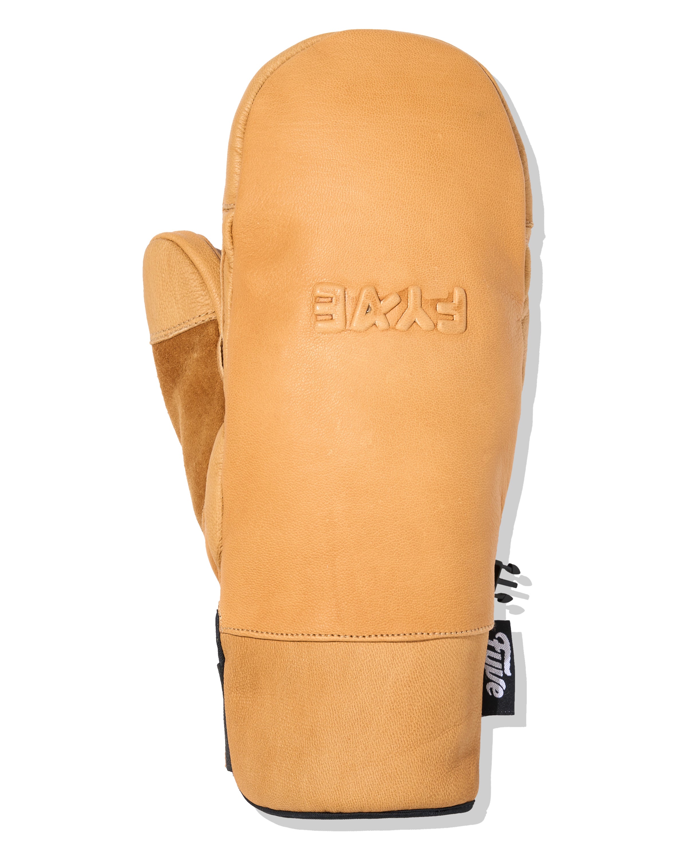 Rigger Style Tan Leather Embossed Mitt - Leather Wrist