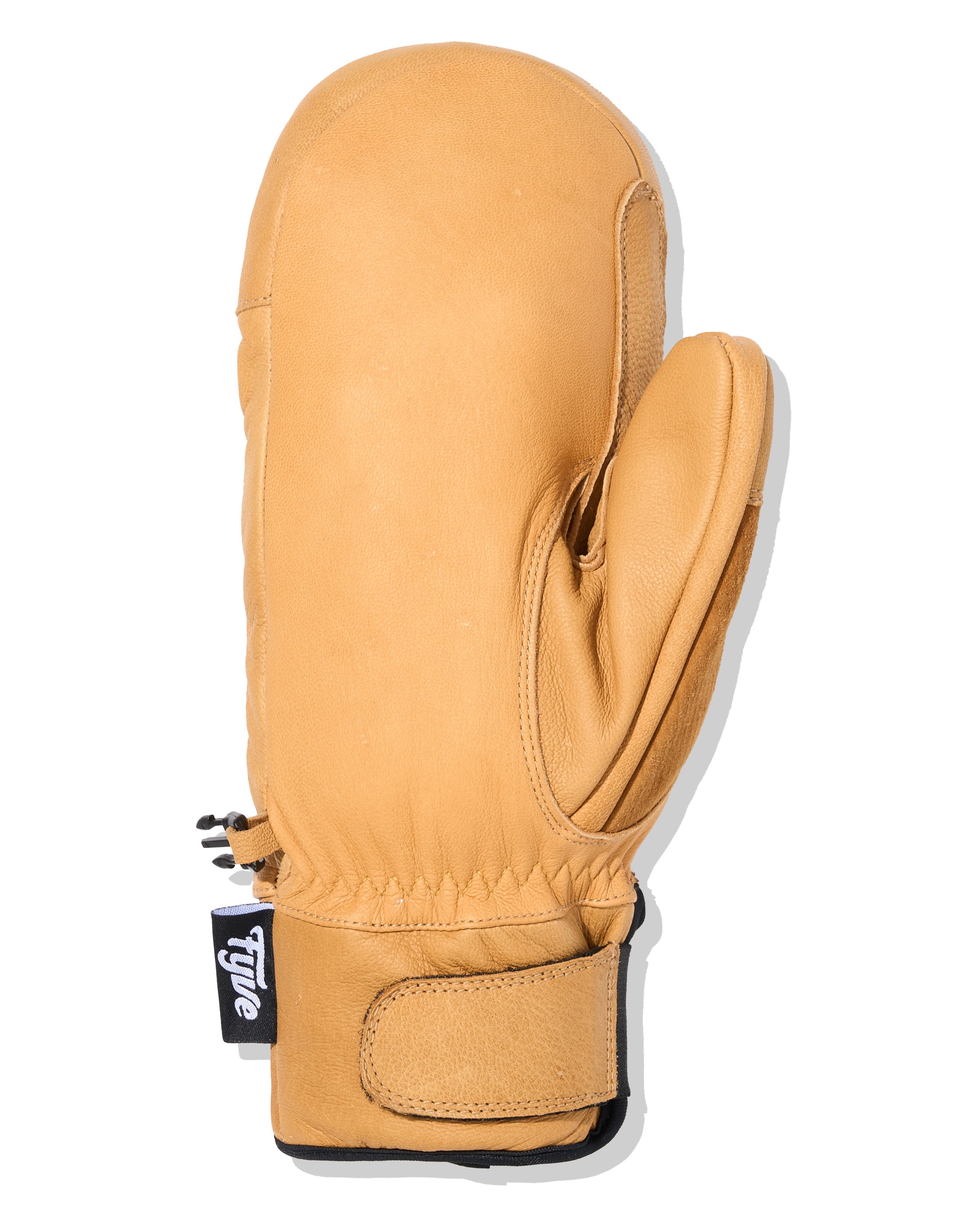 Rigger Style Tan Leather Embossed Mitt - Leather Wrist