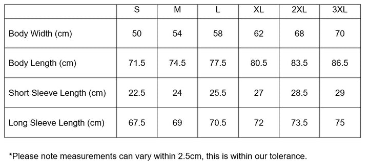 Regular Tee Sizes